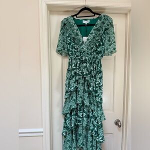 Green Floral Midi Dress Size Medium